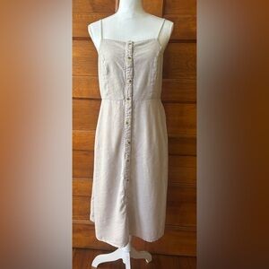 Old Navy Beige Linen Blend Button-Down Dress